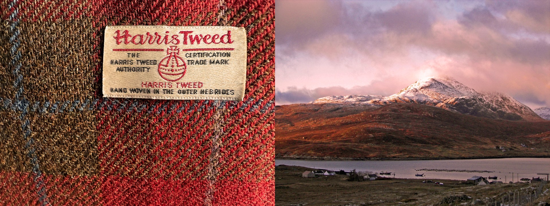 Harris tweed cold colours warm sky